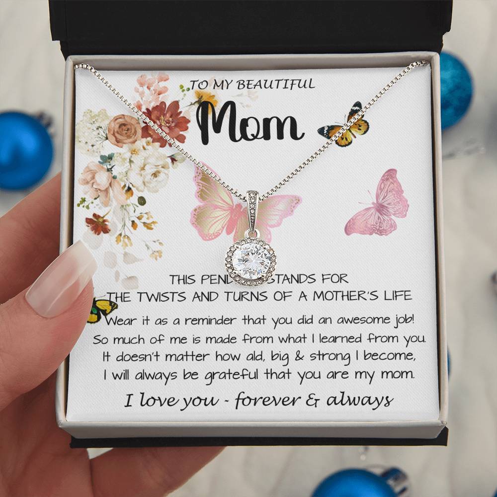 Mom Necklace Gift - To My Mom - Twists & Turns Gift Set Mom Necklace Mother's Day Eternal Hope Necklace