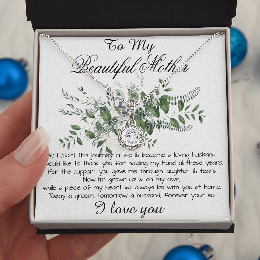 Mom Necklace, Son To My Mother Necklace On Wedding Day Gift For Mom, Mother Of The Groom Gift From Groom Mother's Day Eternal Hope Necklace