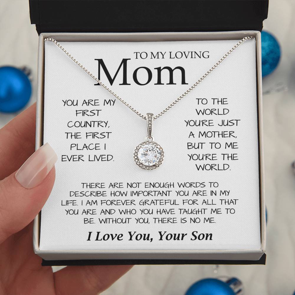 To My Loving Mom Necklace You're The World Necklace Gift For Mom From Son Mother's Day Eternal Hope Necklace