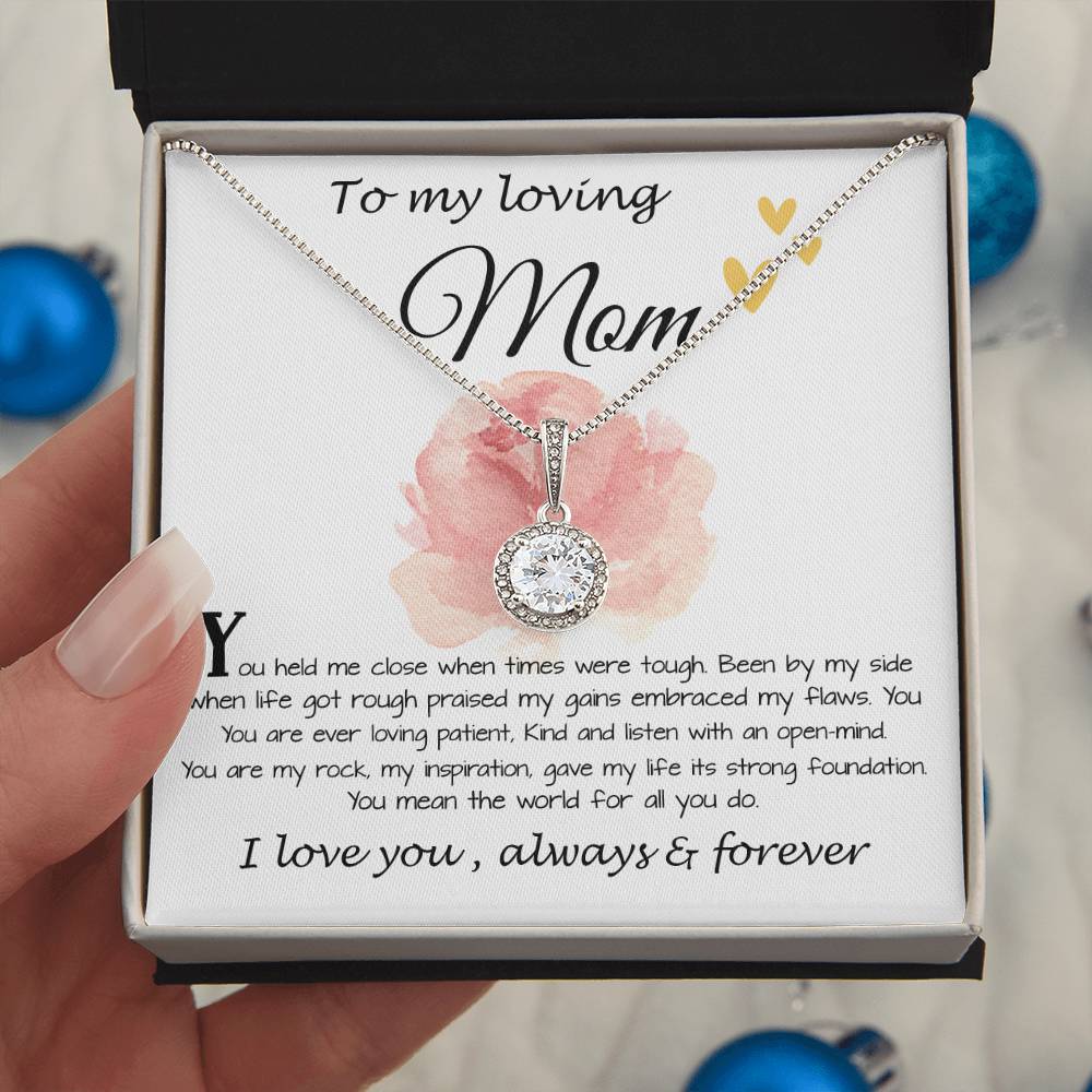 Mom Necklace Gift, To My Loving Mom Necklace, You Held Me When Times were Tough, You are My Rock Mother's Day Eternal Hope Necklace