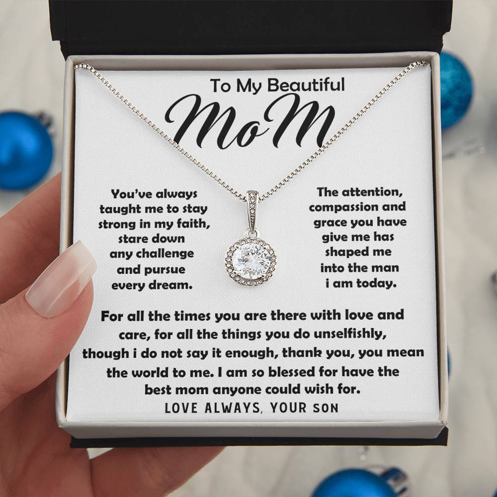 To My Beautiful Mom Necklace The Best Mom Anyone Could Wish For, Mother's Day Gift Necklace Mother's Day Eternal Hope Necklace