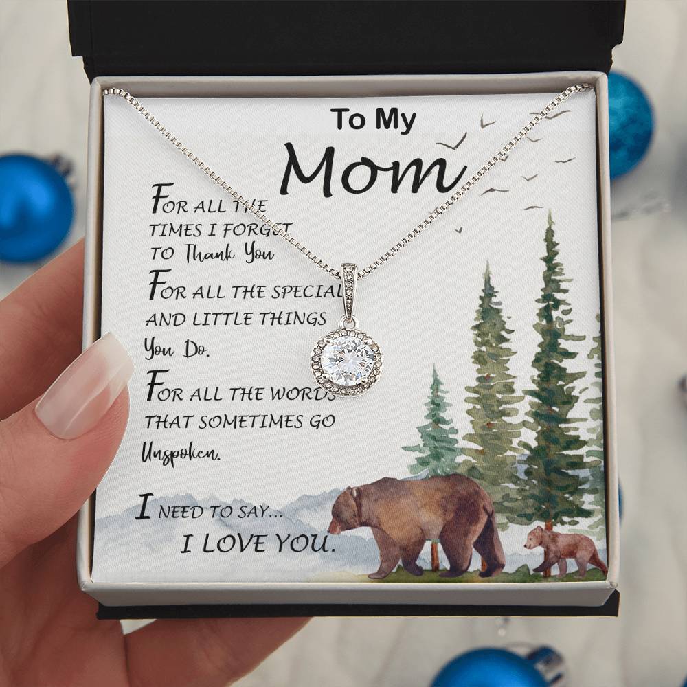 Mom Necklace, To My Mom I Love You To The Moon and Back Necklace, Gift For Mom Birthday Necklace Mother's Day Eternal Hope Necklace