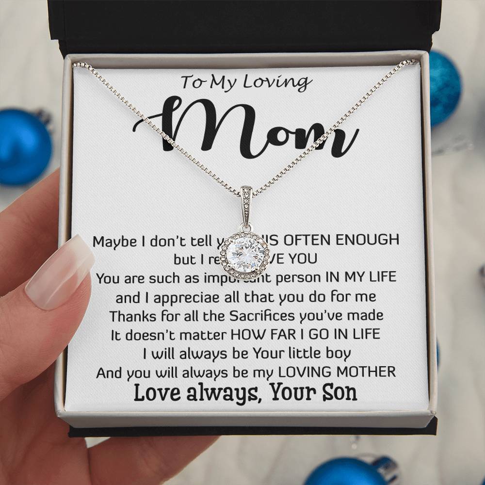 To My Loving Mom - Important Person In My Life Mother's Day Gift From Son Necklace Mother's Day Eternal Hope Necklace