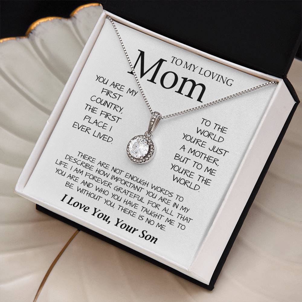 To My Loving Mom Necklace You're The World Necklace Gift For Mom From Son Mother's Day Eternal Hope Necklace