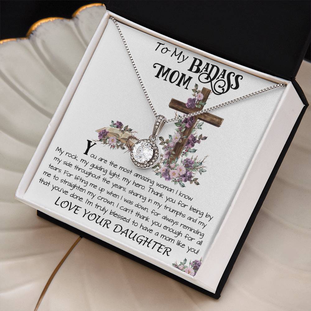 Mom Necklace Gift, To My Badass Mom Necklace, Funny Gift For Mom On Mother's Day Necklace Mother's Day Eternal Hope Necklace