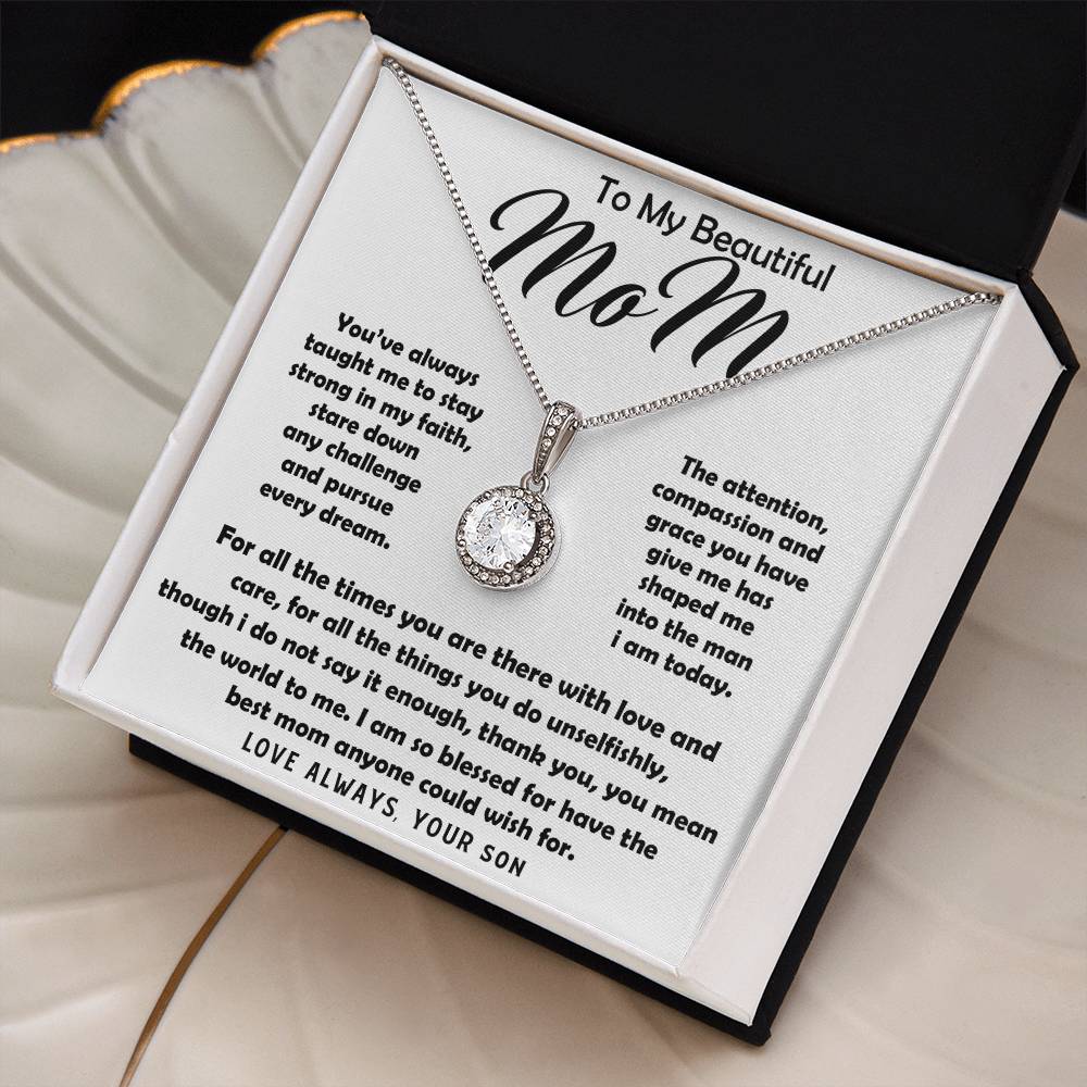 To My Beautiful Mom Necklace The Best Mom Anyone Could Wish For, Mother's Day Gift Necklace Mother's Day Eternal Hope Necklace