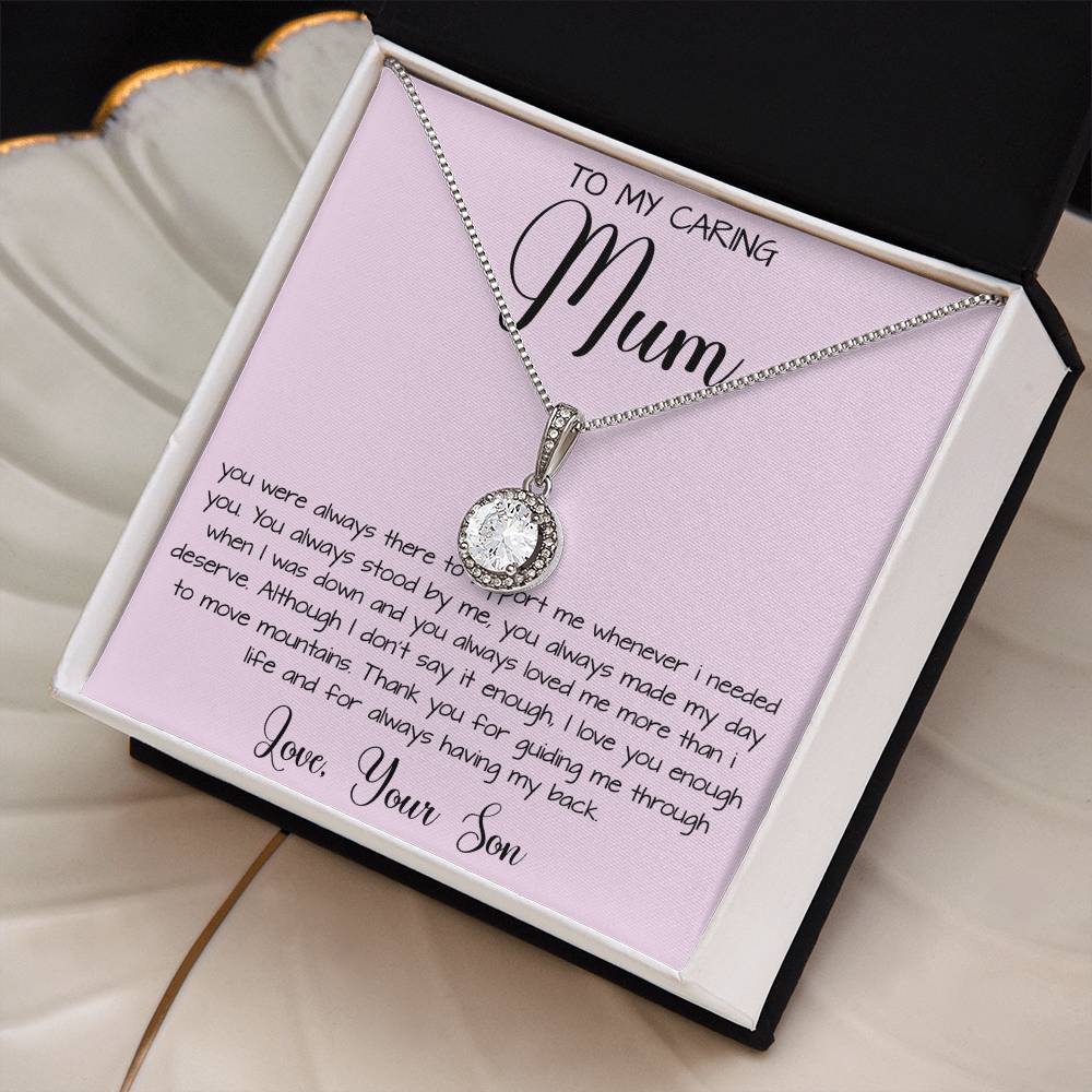 Gift For Mom From Son To My Caring Mum Necklace, Gift For Mother's Day Jewelry Mother's Day Eternal Hope Necklace