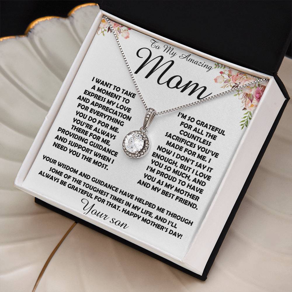 To my Amazing Mom Gift From Son Mother's Day Necklace Mother's Day Eternal Hope Necklace