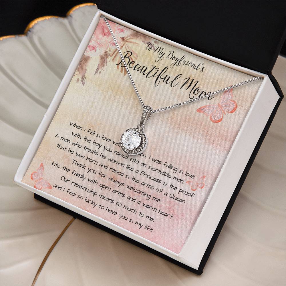 To My Boyfriend's Beautiful Mom Necklace - The Boy You Raised Into An Incredible Man - Necklace Gift Fot Boyfriend's Mom, Mother's Day Necklace Mother's Day Eternal Hope Necklace