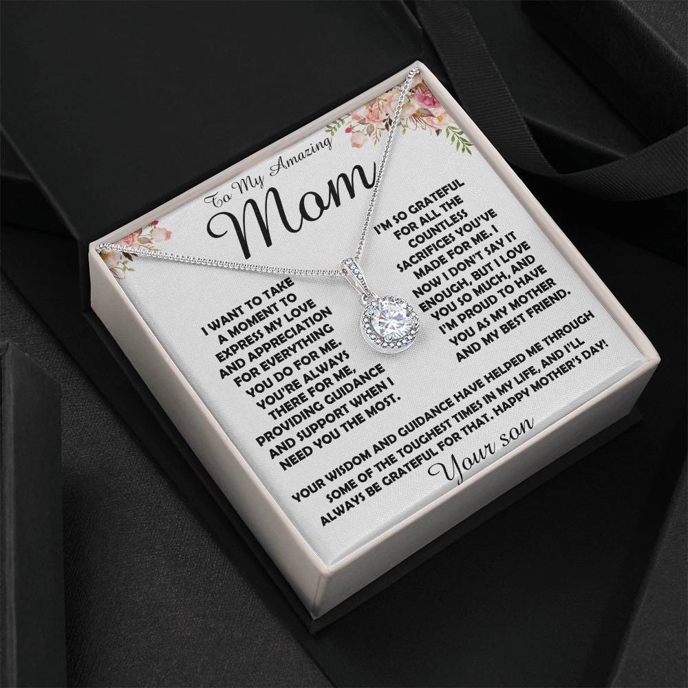 To my Amazing Mom Gift From Son Mother's Day Necklace Mother's Day Eternal Hope Necklace