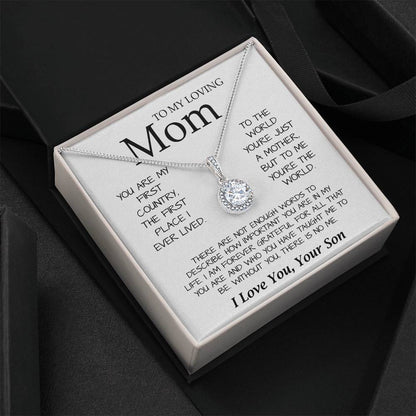 To My Loving Mom Necklace You're The World Necklace Gift For Mom From Son Mother's Day Eternal Hope Necklace