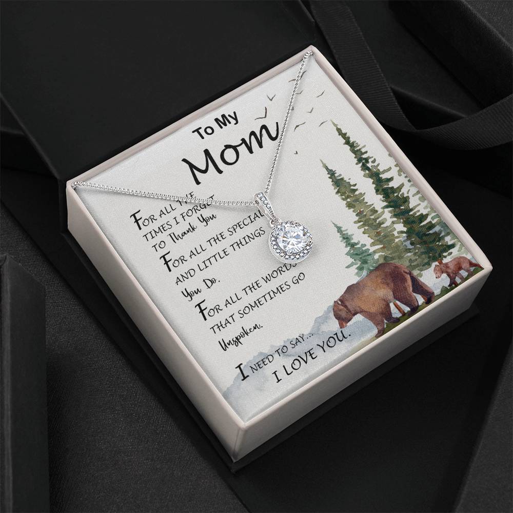 Mom Necklace, To My Mom I Love You To The Moon and Back Necklace, Gift For Mom Birthday Necklace Mother's Day Eternal Hope Necklace