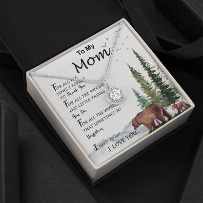 Mom Necklace, To My Mom I Love You To The Moon and Back Necklace, Gift For Mom Birthday Necklace Mother's Day Eternal Hope Necklace