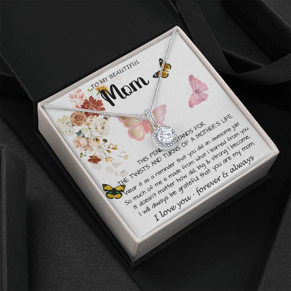 Mom Necklace Gift - To My Mom - Twists & Turns Gift Set Mom Necklace Mother's Day Eternal Hope Necklace