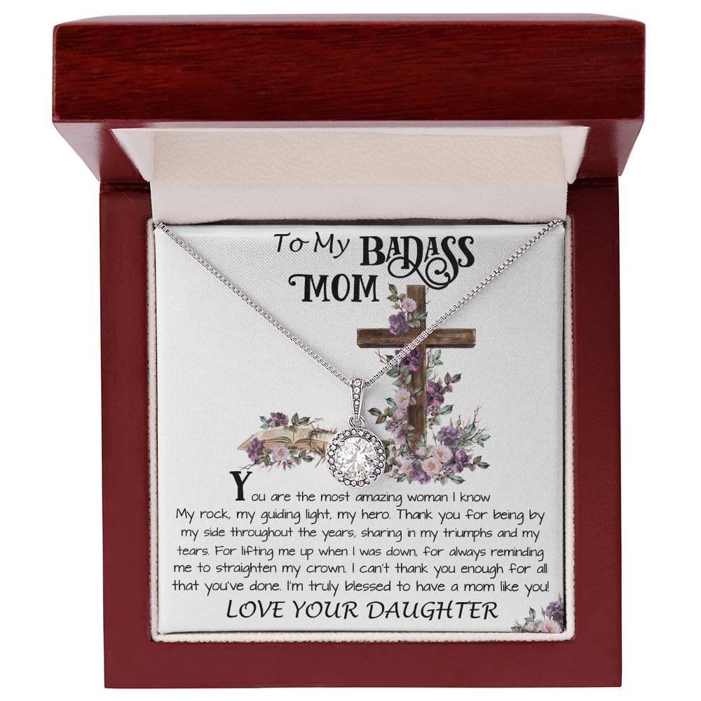 Mom Necklace Gift, To My Badass Mom Necklace, Funny Gift For Mom On Mother's Day Necklace Mother's Day Eternal Hope Necklace