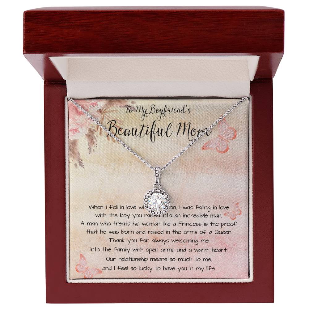 To My Boyfriend's Beautiful Mom Necklace - The Boy You Raised Into An Incredible Man - Necklace Gift Fot Boyfriend's Mom, Mother's Day Necklace Mother's Day Eternal Hope Necklace