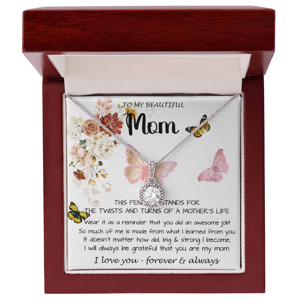 Mom Necklace Gift - To My Mom - Twists & Turns Gift Set Mom Necklace Mother's Day Eternal Hope Necklace