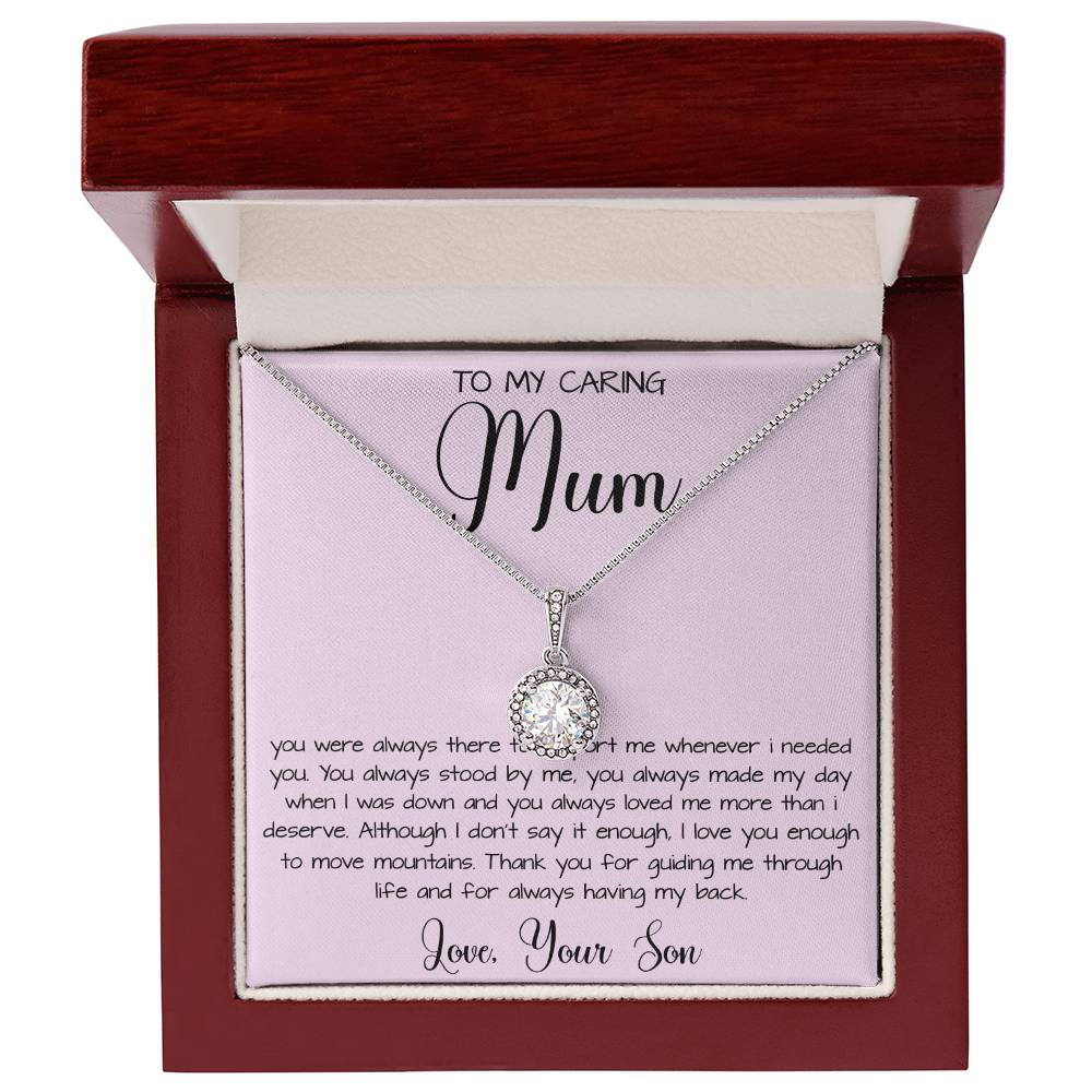 Gift For Mom From Son To My Caring Mum Necklace, Gift For Mother's Day Jewelry Mother's Day Eternal Hope Necklace