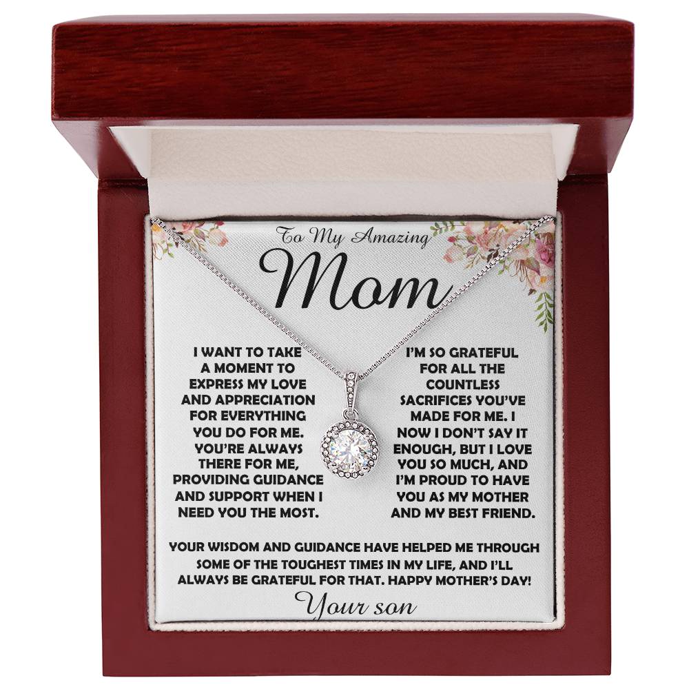 To my Amazing Mom Gift From Son Mother's Day Necklace Mother's Day Eternal Hope Necklace