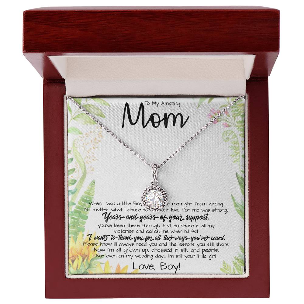 To My Amazing Mom Necklace From Son Little Boy You Taught Me Right Mom Birthday Gift For Her Mother's Day Necklace (1) Mother's Day Eternal Hope Necklace