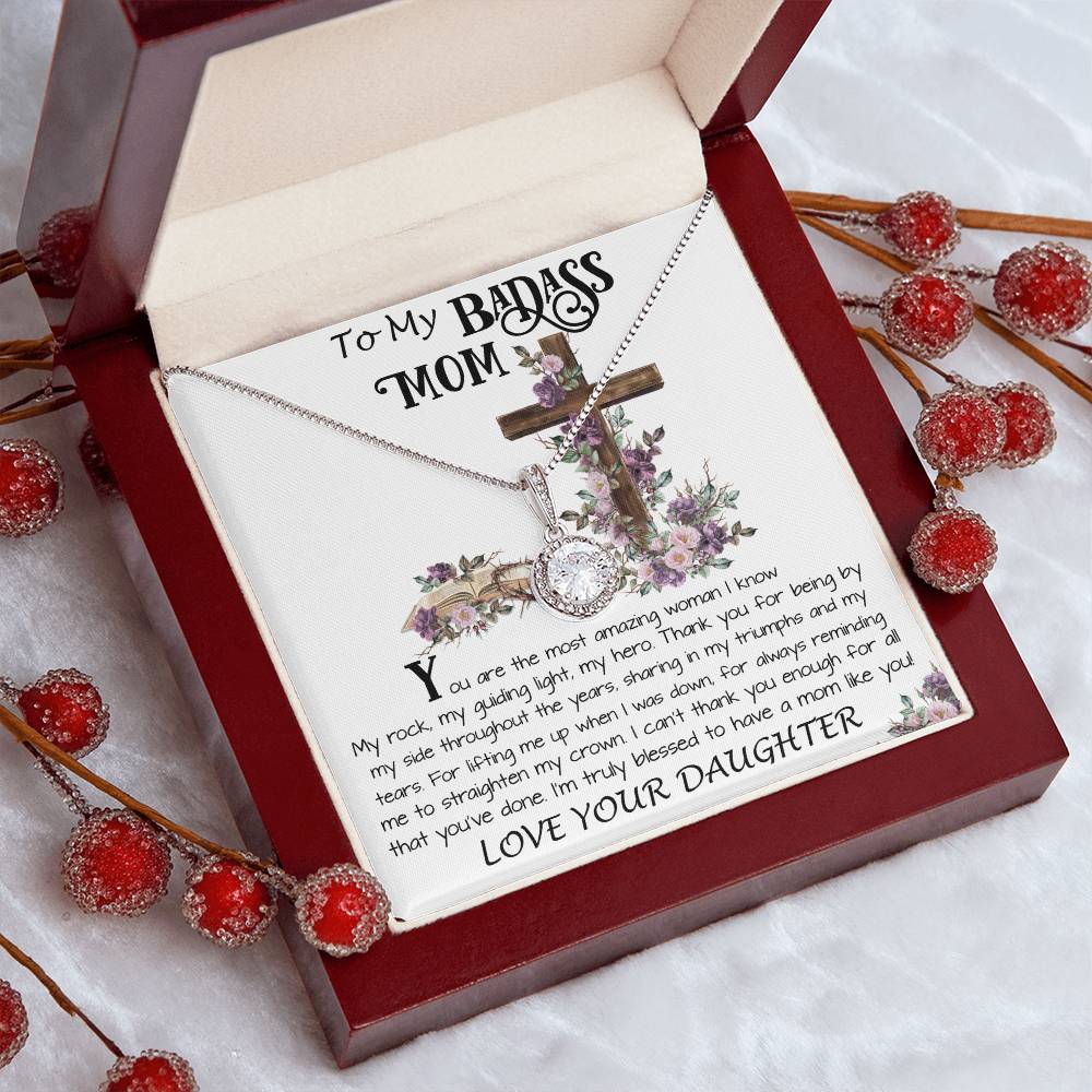 Mom Necklace Gift, To My Badass Mom Necklace, Funny Gift For Mom On Mother's Day Necklace Mother's Day Eternal Hope Necklace