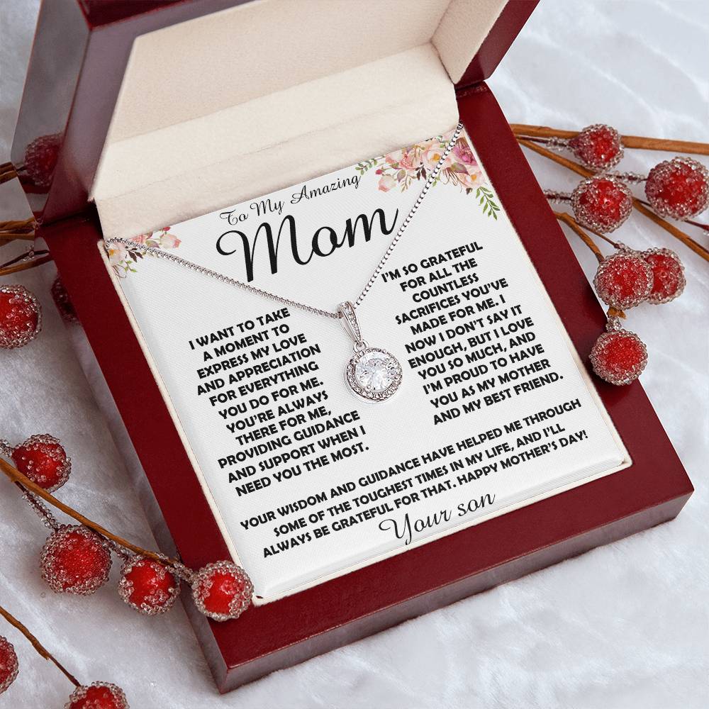 To my Amazing Mom Gift From Son Mother's Day Necklace Mother's Day Eternal Hope Necklace