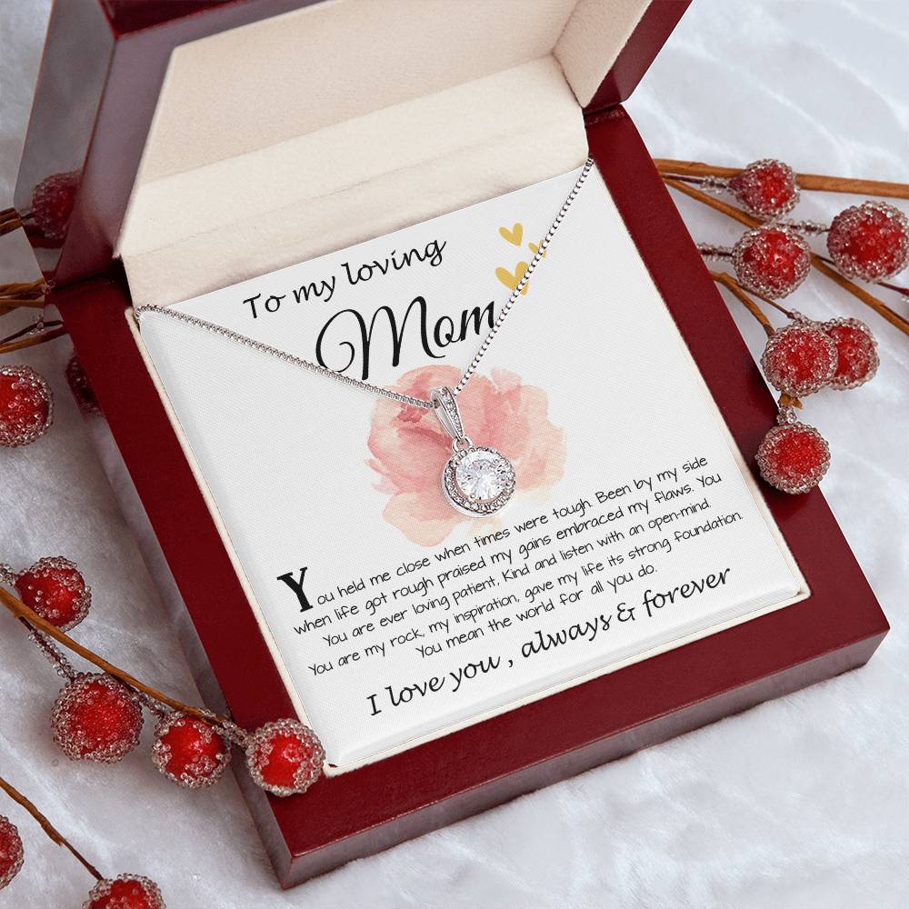 Mom Necklace Gift, To My Loving Mom Necklace, You Held Me When Times were Tough, You are My Rock Mother's Day Eternal Hope Necklace