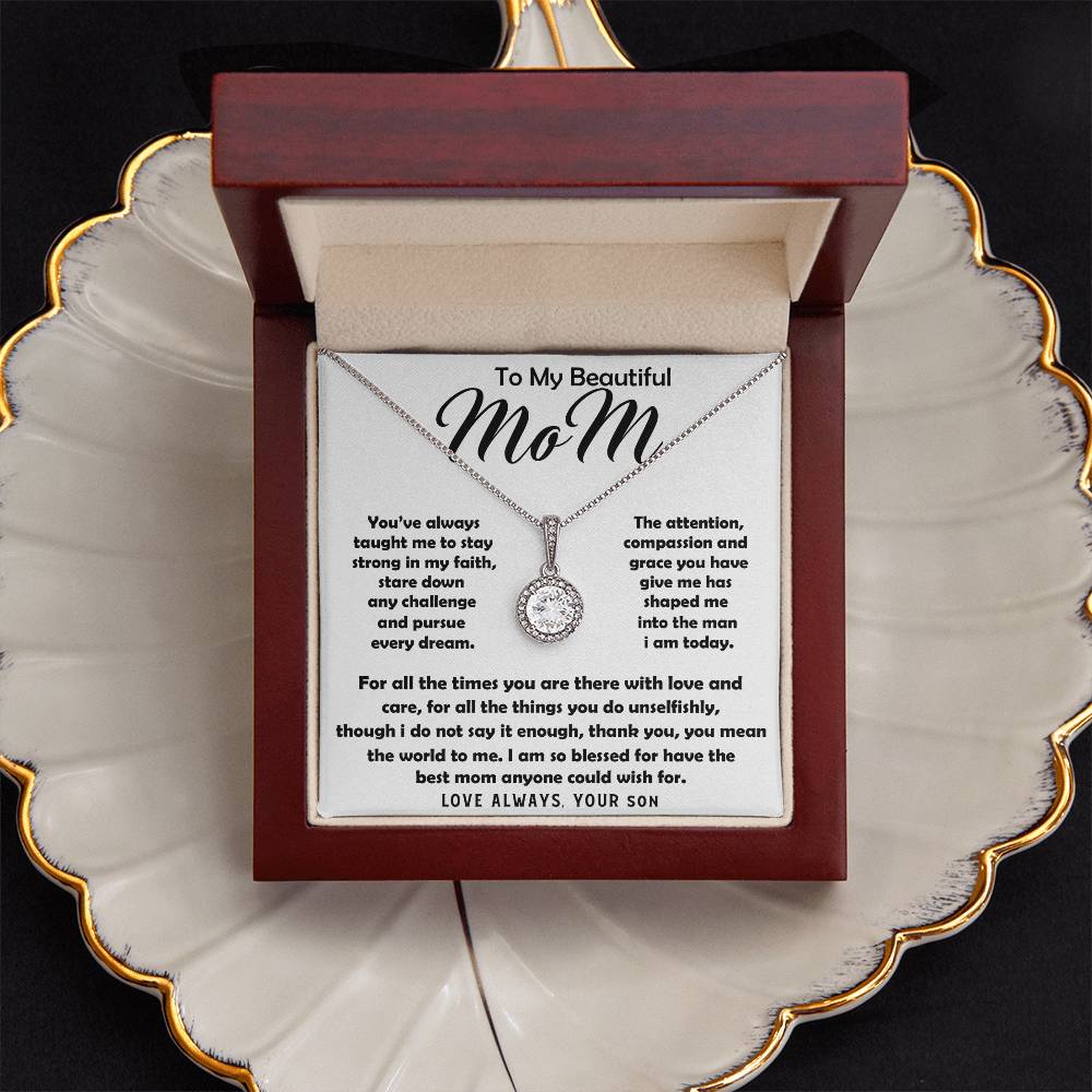 To My Beautiful Mom Necklace The Best Mom Anyone Could Wish For, Mother's Day Gift Necklace Mother's Day Eternal Hope Necklace