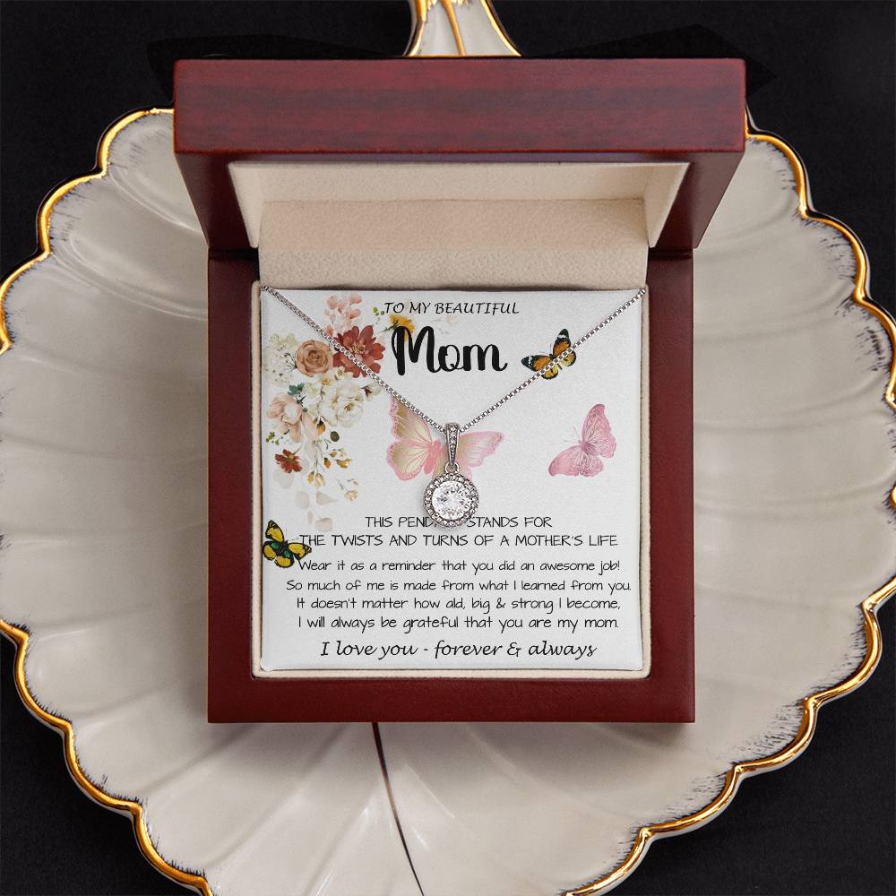 Mom Necklace Gift - To My Mom - Twists & Turns Gift Set Mom Necklace Mother's Day Eternal Hope Necklace