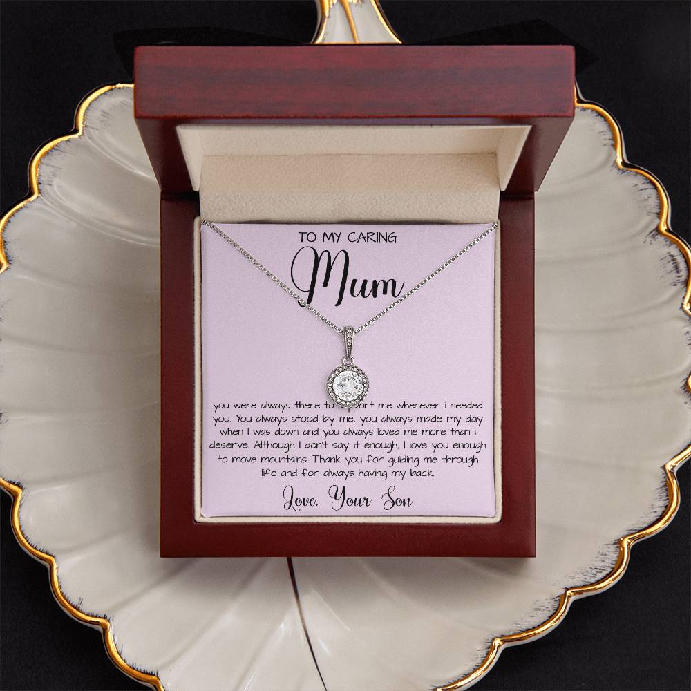 Gift For Mom From Son To My Caring Mum Necklace, Gift For Mother's Day Jewelry Mother's Day Eternal Hope Necklace
