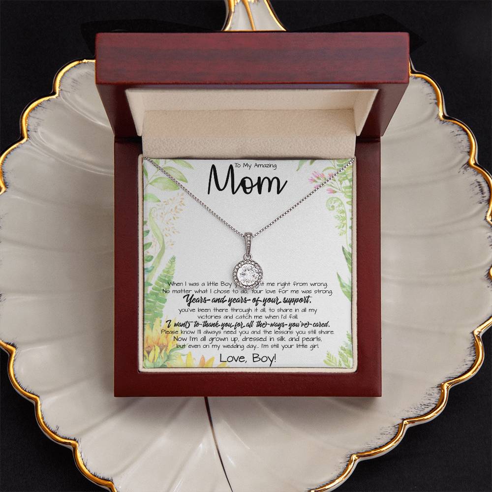 To My Amazing Mom Necklace From Son Little Boy You Taught Me Right Mom Birthday Gift For Her Mother's Day Necklace (1) Mother's Day Eternal Hope Necklace