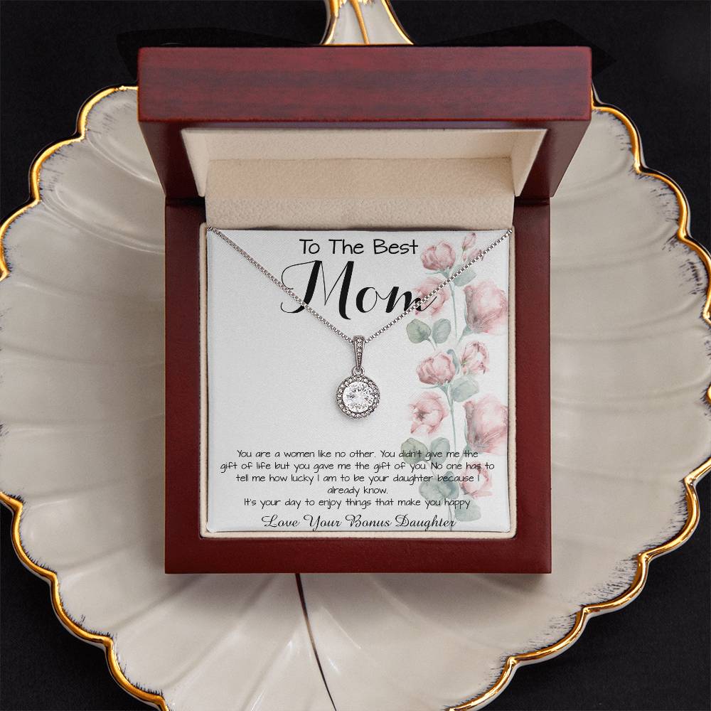 To Mom - From Bonus Daughter - Woman Like No Other Mother's Day Necklace Mother's Day Eternal Hope Necklace