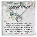 Boyfriend’s Mom Necklace, Gift For Boyfriend’s Mom, To My Boyfriends Mom Necklace Mother's Day Lucky In Love Necklace