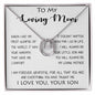 To My Loving Mom - Your Warmth Gve Me Comfort Mother's Day Gift Necklace Form Son Mother's Day Lucky In Love Necklace