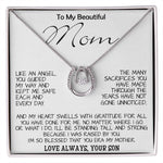 To My Beautiful Mom - I'm So Blessed That You Are My Mother - Love Your Son, Mother's Day Necklace Mother's Day Lucky In Love Necklace