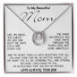 To My Beautiful Mom - I'm So Blessed That You Are My Mother - Love Your Son, Mother's Day Necklace Mother's Day Lucky In Love Necklace