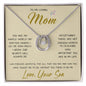 To My Loving Mom Necklace You Are Important To Me Gift For Her Mother's Day Mother's Day Necklace Mother's Day Lucky In Love Necklace