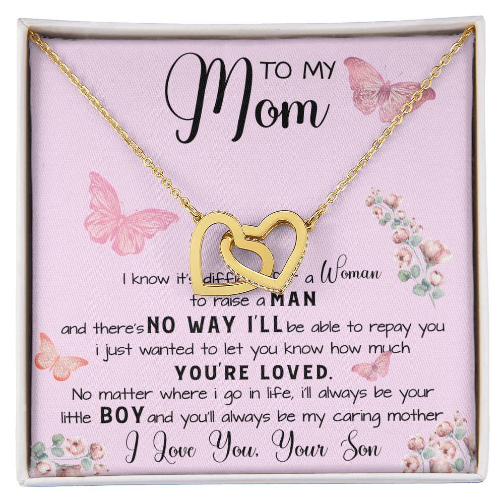 To My Mom Necklace Gift From Son Mother's Day Necklace Interlocking Hearts Necklace