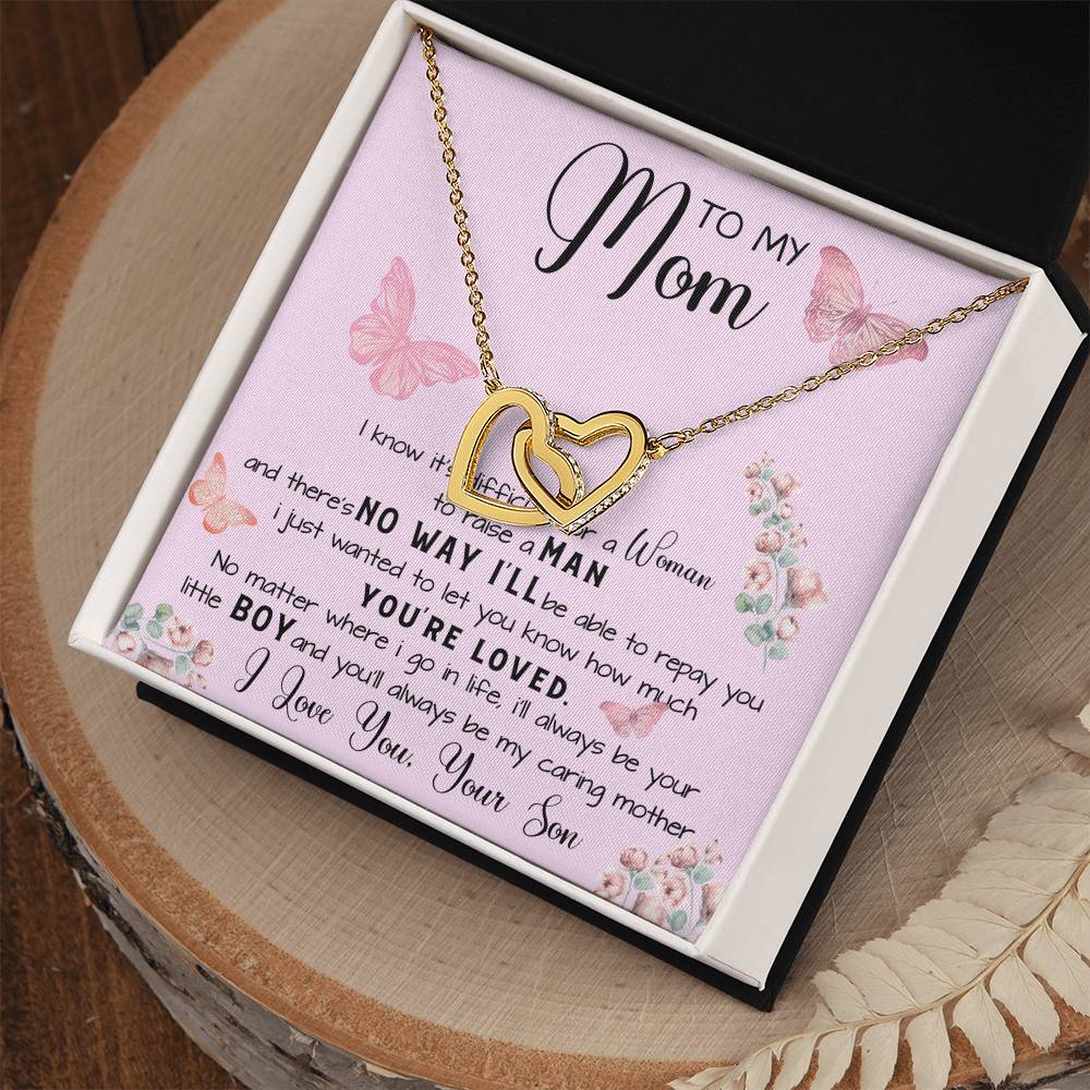 To My Mom Necklace Gift From Son Mother's Day Necklace Interlocking Hearts Necklace