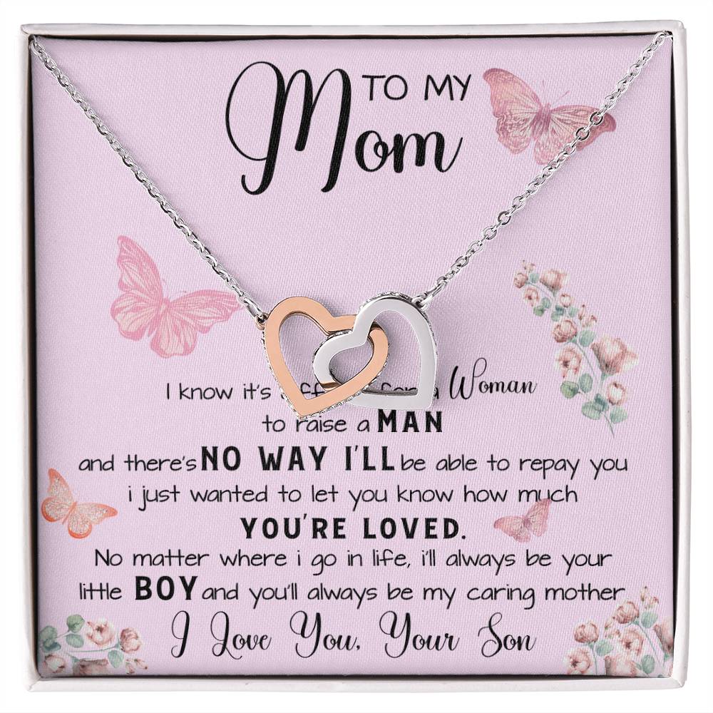To My Mom Necklace Gift From Son Mother's Day Necklace Interlocking Hearts Necklace