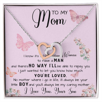 To My Mom Necklace Gift From Son Mother's Day Necklace Interlocking Hearts Necklace