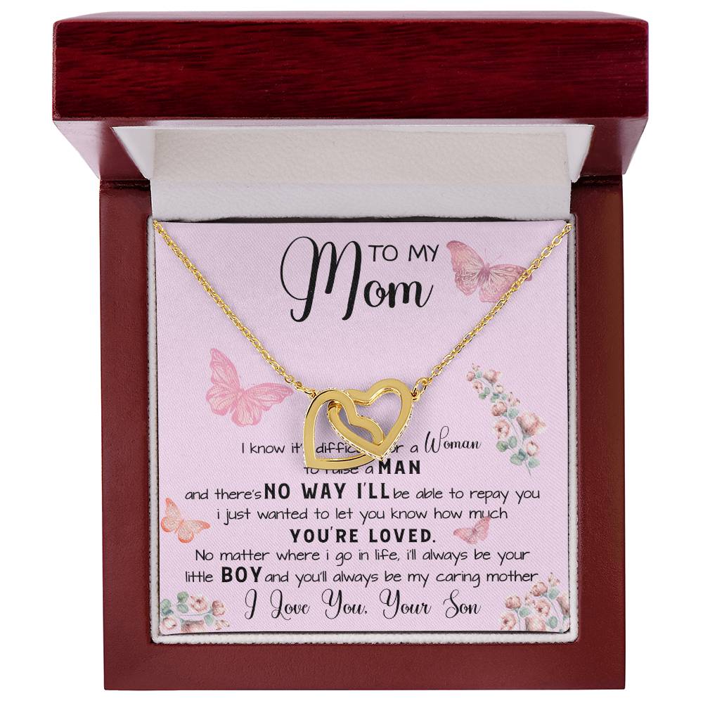 To My Mom Necklace Gift From Son Mother's Day Necklace Interlocking Hearts Necklace