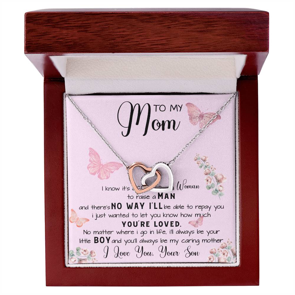 To My Mom Necklace Gift From Son Mother's Day Necklace Interlocking Hearts Necklace