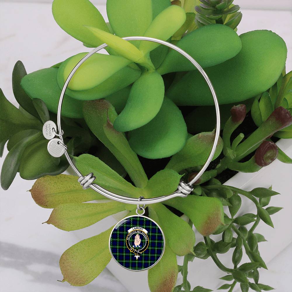 Scottish Lamont Modern Clan Tartan Bangle - Crest Circle Bangle