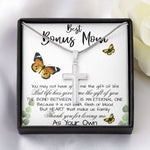 Stepmom Necklace, To My Bonus Mom Gift Neckalce, Thank For You Loving Me As Your Own Mother's Day Artisan Crafted Cross Necklace