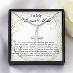 Stepmom Necklace, Bonus Mom Necklace, Step Mother Gift From Bride, Mother's Day Gift For Step Mom Necklace Mother's Day Artisan Crafted Cross Necklace