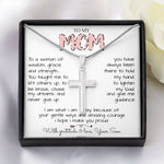 To My Mom Necklace To A Woman Of Wisdom Gift For Mom From Son Mother's Day Artisan Crafted Cross Necklace