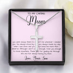 Gift For Mom From Son To My Caring Mum Necklace, Gift For Mother's Day Jewelry Mother's Day Artisan Crafted Cross Necklace
