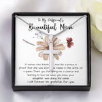 Mom Necklace Gift, To My Girlfriend's Mom Necklace, Gift For Girlfriend's Mom, Mother Of The Bride Mother's Day Artisan Crafted Cross Necklace