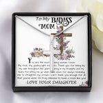 Mom Necklace Gift, To My Badass Mom Necklace, Funny Gift For Mom On Mother's Day Necklace Mother's Day Artisan Crafted Cross Necklace